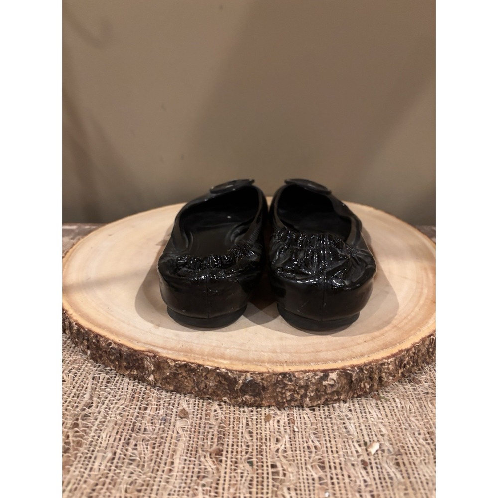 TORY‎ BURCH Logo Black Patent Leather Flat Size: 71/2 M - Picture 6 of 8